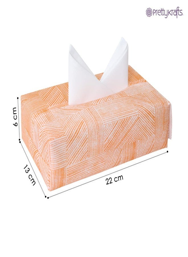 PrettyKrafts Tissue Paper Box Cover Rectangular Shape Napkin Holder use for car,Home and Office, (Pack of 4), Jute Orange - Image 5
